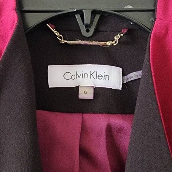 Calvin Klein Rose Open Front Blazer in Beet Combo - Picture 4 of 7